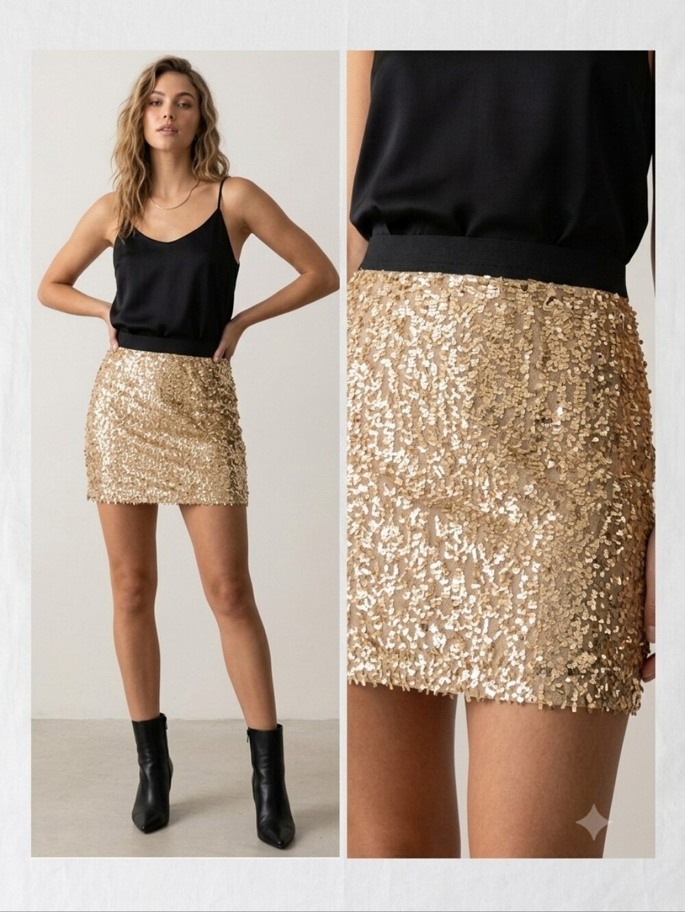 Gold Sequin Mini Skirt - Medium